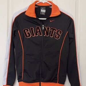 Nike Women's Black and Orange Varsity Jacket